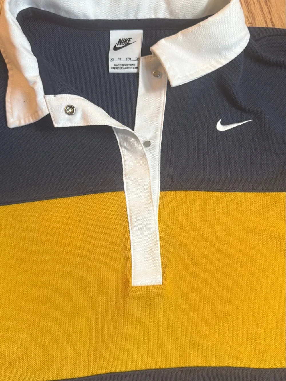 Nike Navy, Yellow & White Rugby-Style Polo